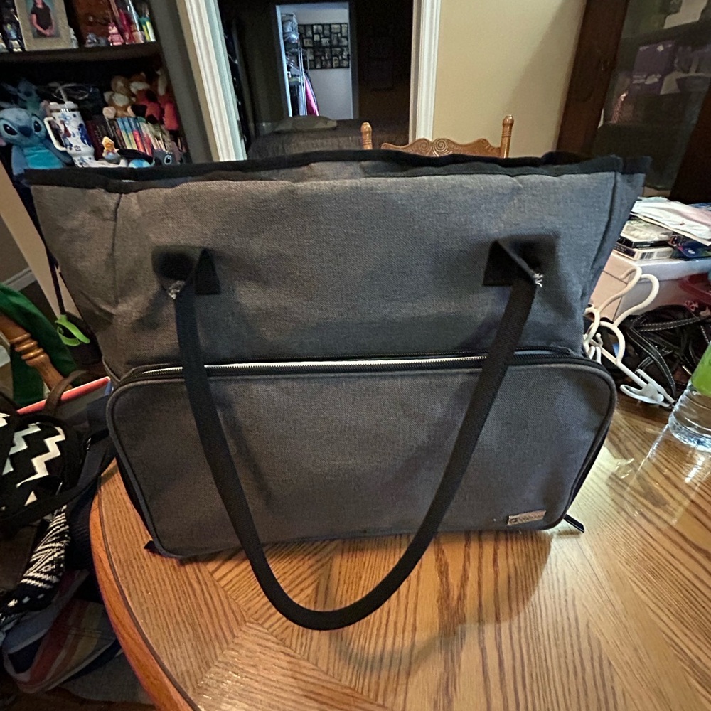 Gray Tote Bag with Black Accents